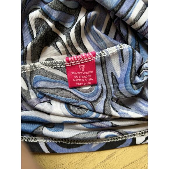 Blue Sleeveless coastal Blouse Shirt Women Plus Size 1X Gold Trim XL - Picture 6 of 6